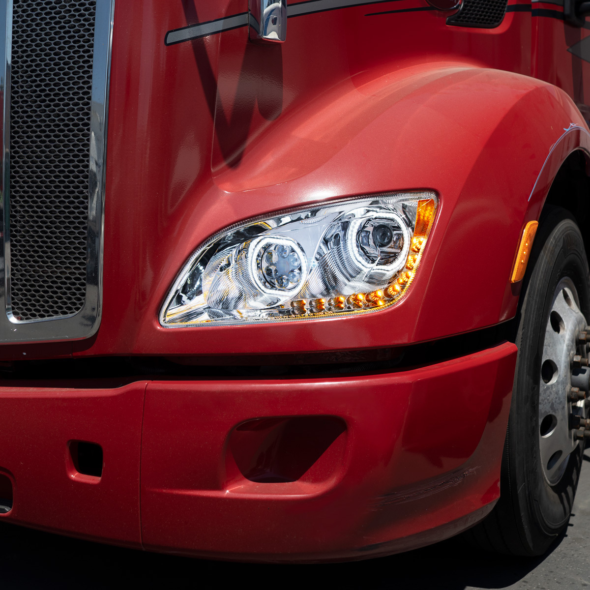 Chrome 10 LED Headlight For Peterbilt 587 (2010-2016) & 579 (2012-2021)- Driver Side
