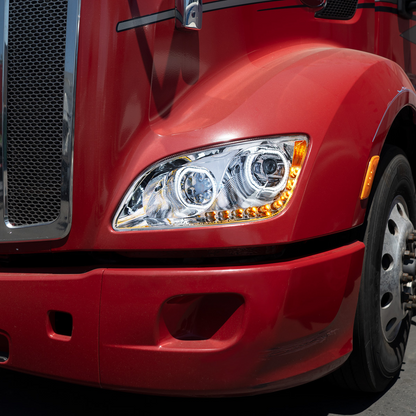 Chrome 10 LED Headlight For Peterbilt 587 (2010-2016) & 579 (2012-2021)- Driver Side