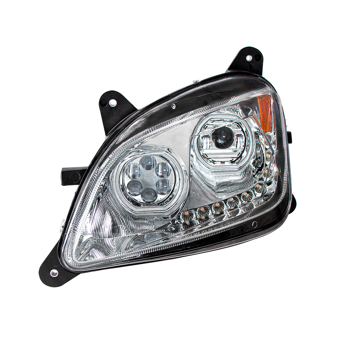 Chrome 10 LED Headlight For Peterbilt 587 (2010-2016) & 579 (2012-2021)- Driver Side