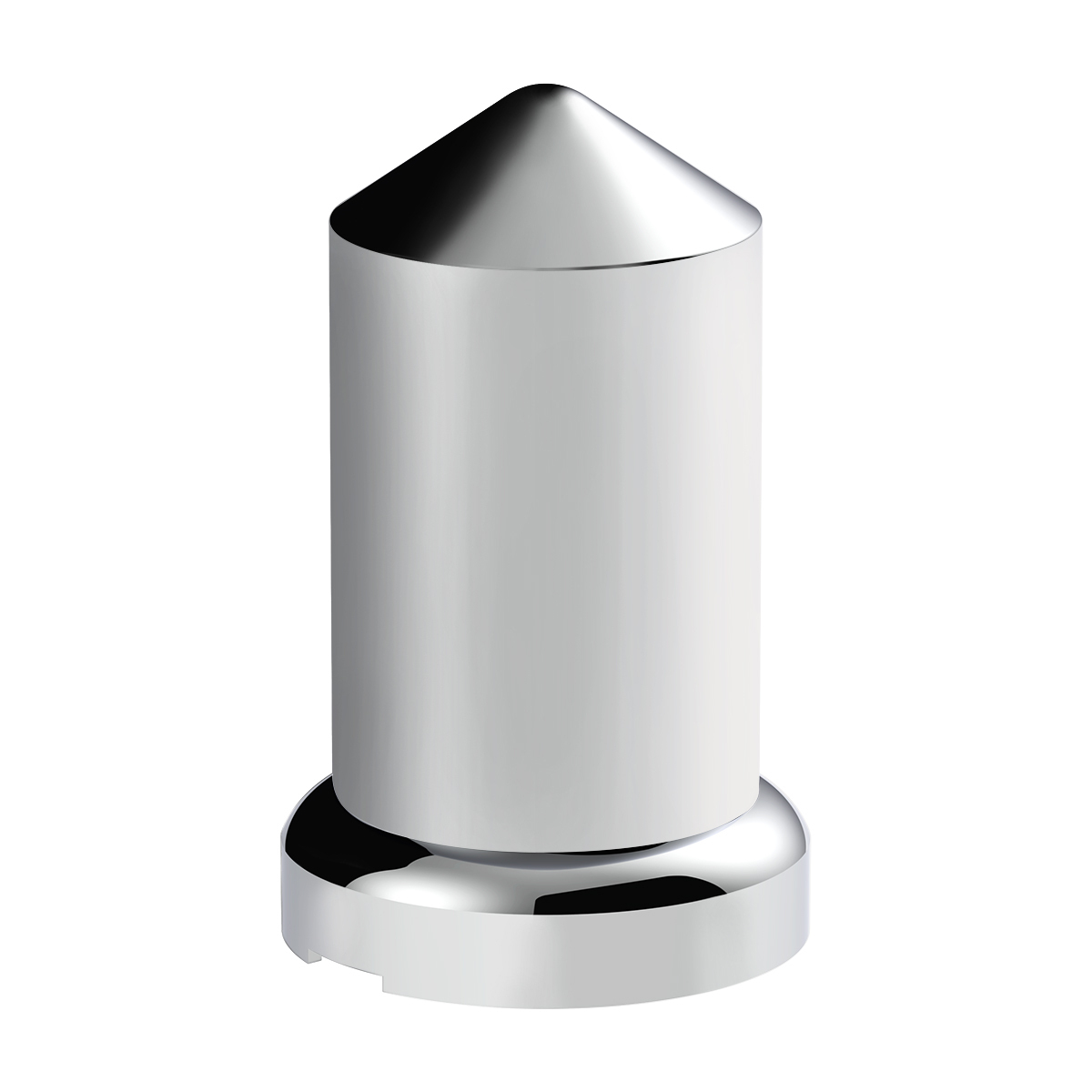 33mm X 3-3/16" Chrome Plastic Pointed Nut Cover With Flange - Push-On (Bulk)