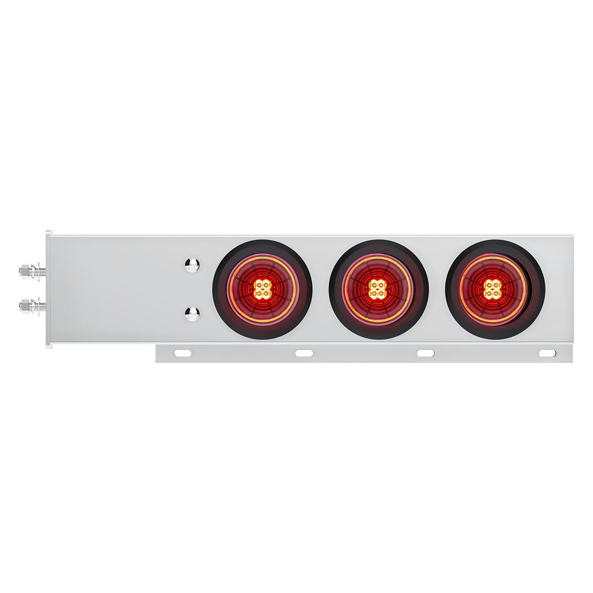 2" Bolt Pattern SS Spring Loaded Bar With 6X 4" 13 LED Abyss Lights - Red LED/Red Lens (Pair)