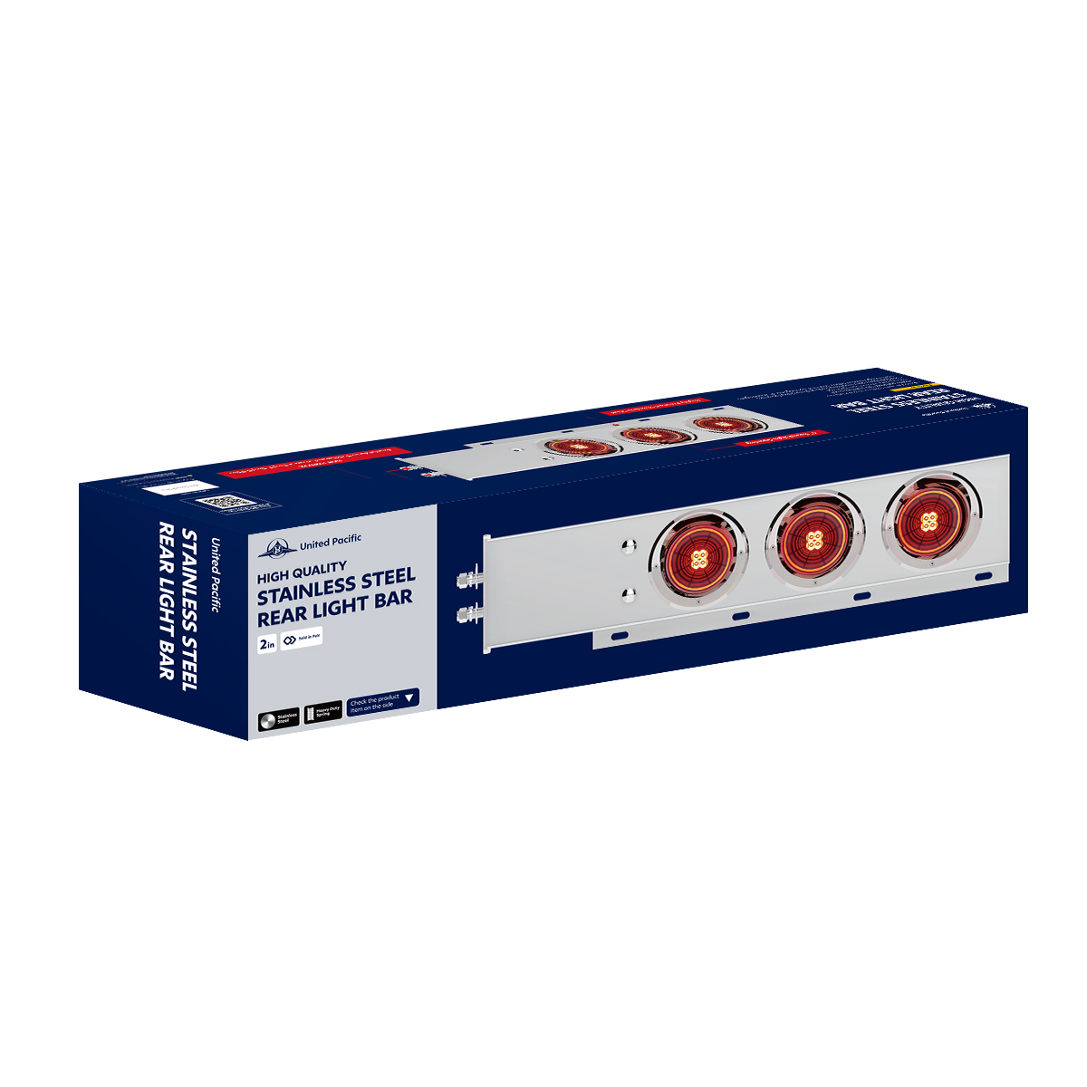 2" Bolt Pattern SS Spring Loaded Bar With 6X 4" 13 LED Abyss Lights - Red LED/Red Lens (Pair)