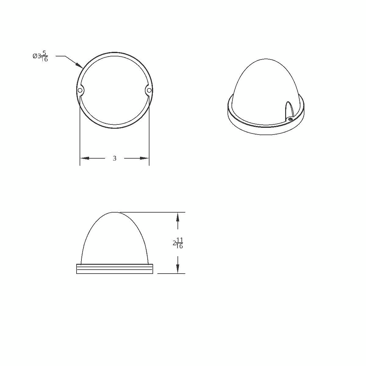 17 LED Watermelon Flush Mount Kit - Amber LED/Amber Lens