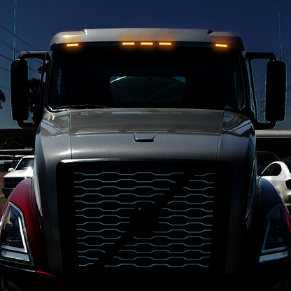 6 LED Competition Series Exterior Visor Light For 1996-2024 Volvo VNL-Amber LED/Clear Lens