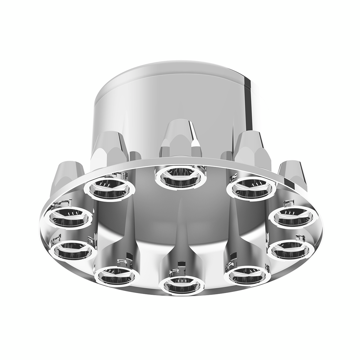 Dome Rear Axle Cover With 33mm Standard Style Push-On Nut Covers - Chrome