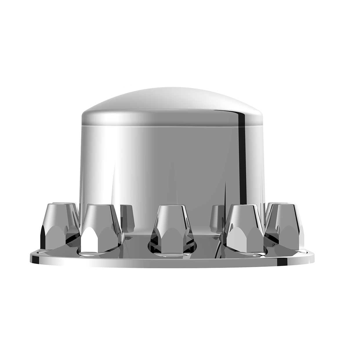 Dome Rear Axle Cover With 33mm Standard Style Push-On Nut Covers - Chrome