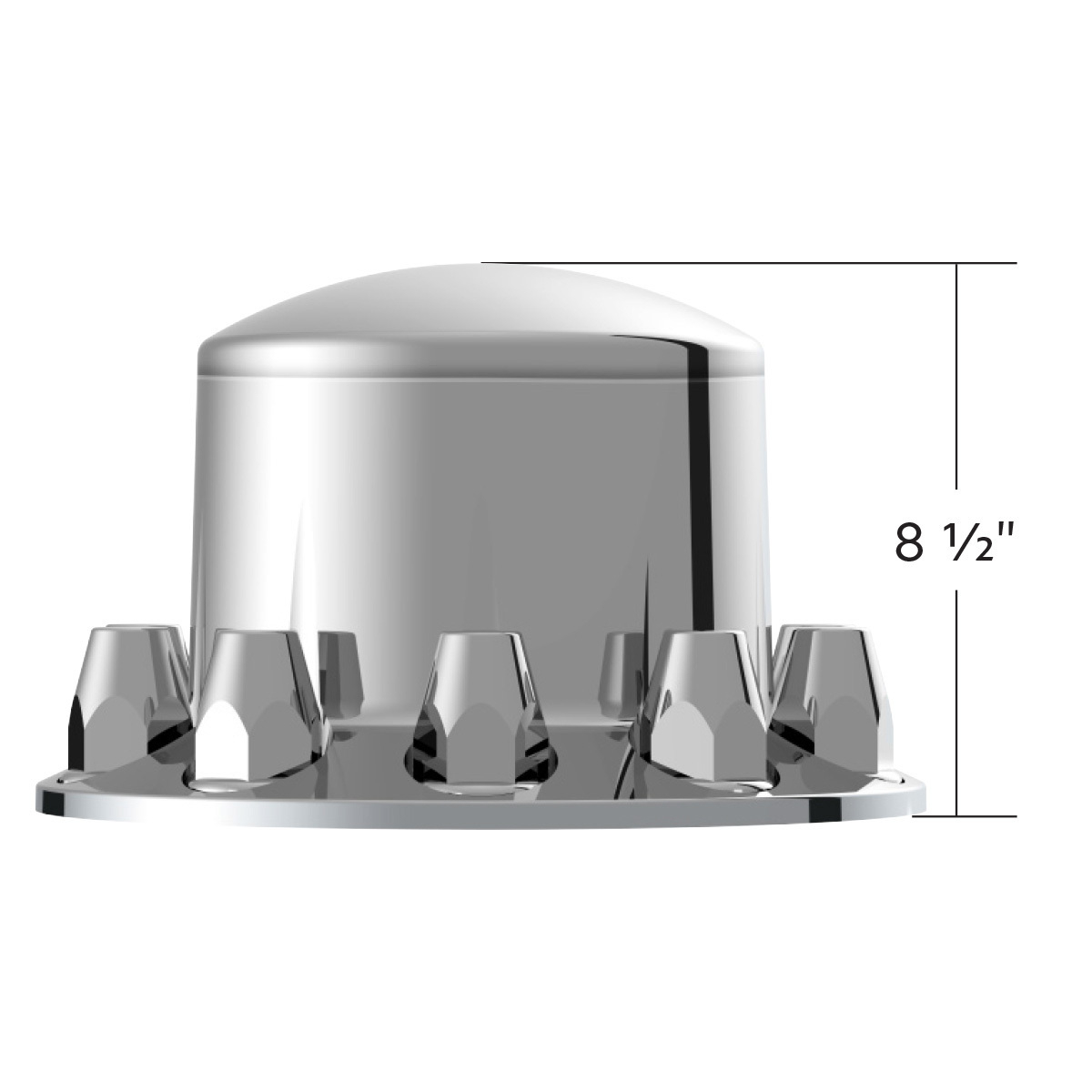 Dome Rear Axle Cover With 33mm Standard Style Push-On Nut Covers - Chrome