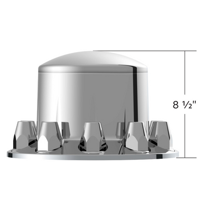 Dome Rear Axle Cover With 33mm Standard Style Push-On Nut Covers - Chrome