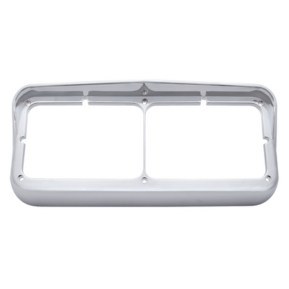 Chrome Plastic Rectangular Dual 4" X 6" Headlight Bezel With Visor (Bulk)
