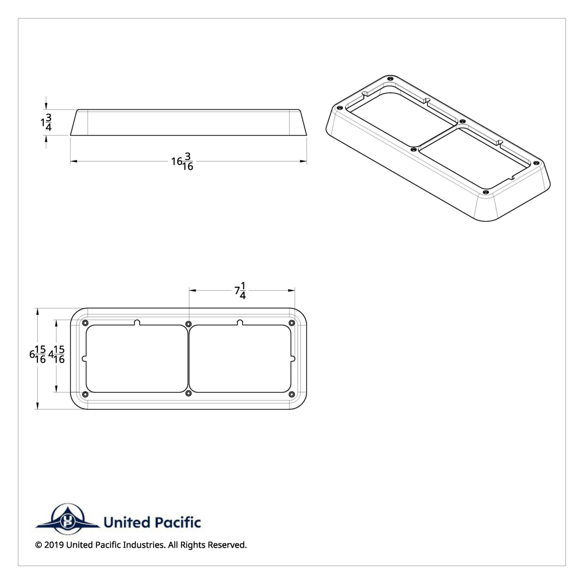 Chrome Plastic Rectangular Dual 4" X 6" Headlight Bezel With Visor (Bulk)