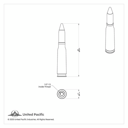 50 Caliber Bullet Style 1/2"-13 Thread-On Gearshift Knob