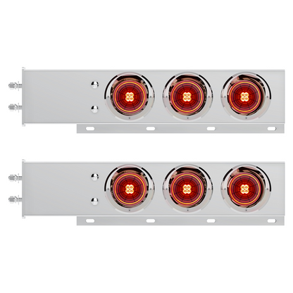 2.5" Bolt Pattern SS Spring Loaded Bar With 6X 4" 13 LED Abyss Lights & Visors - Red LED/Red Lens (Pair)