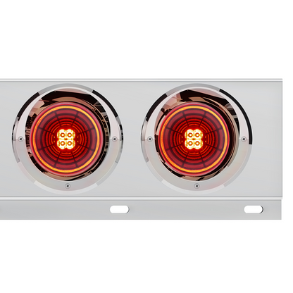 2.5" Bolt Pattern SS Spring Loaded Bar With 6X 4" 13 LED Abyss Lights & Visors - Red LED/Red Lens (Pair)