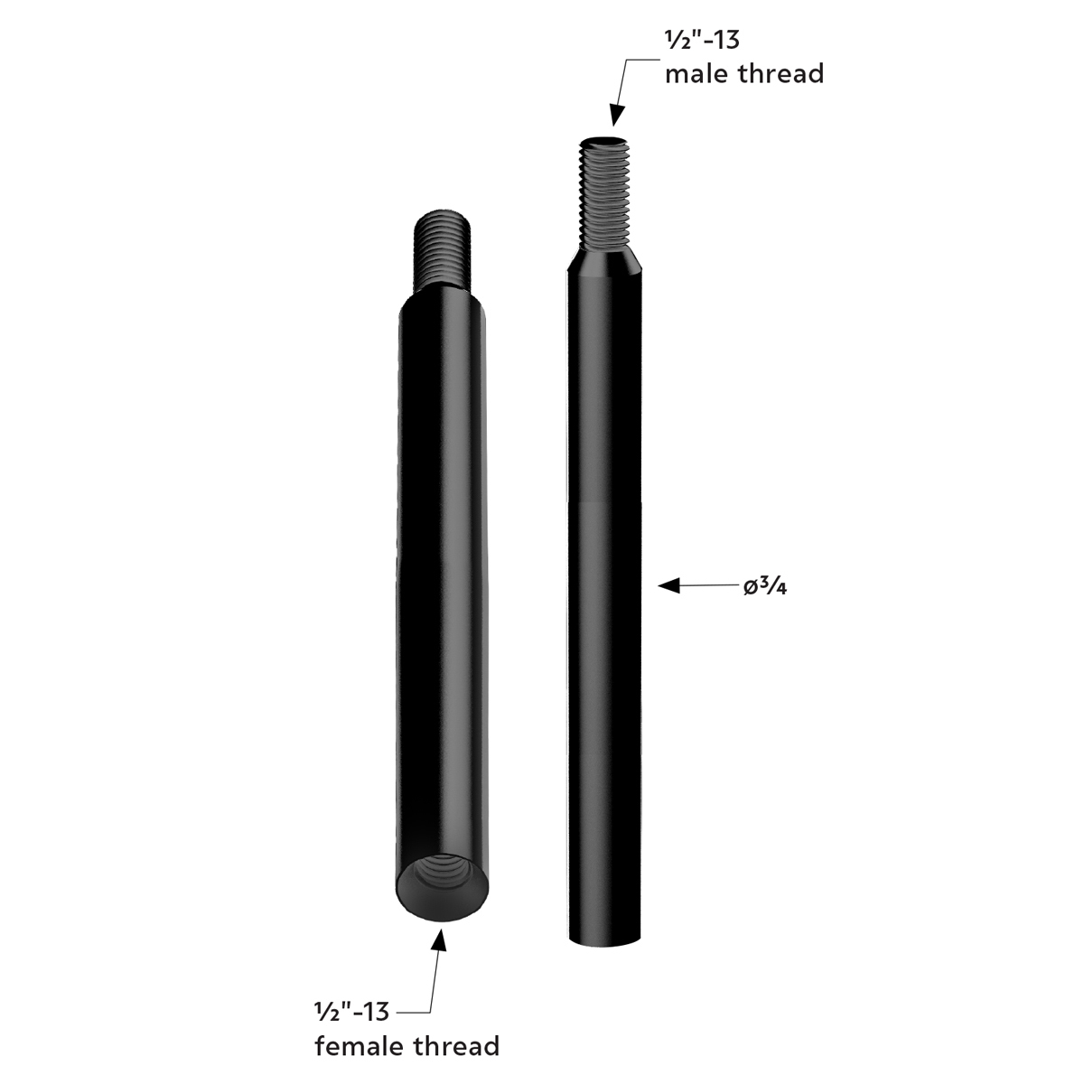 9" Shifter Shaft Extension - Candy Black