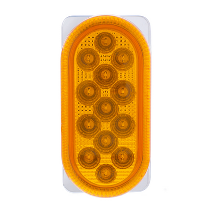 26 LED Dual Function Reflector Double Face Oval Light With SS Bracket - Amber & Red LED/Amber & Red Lens