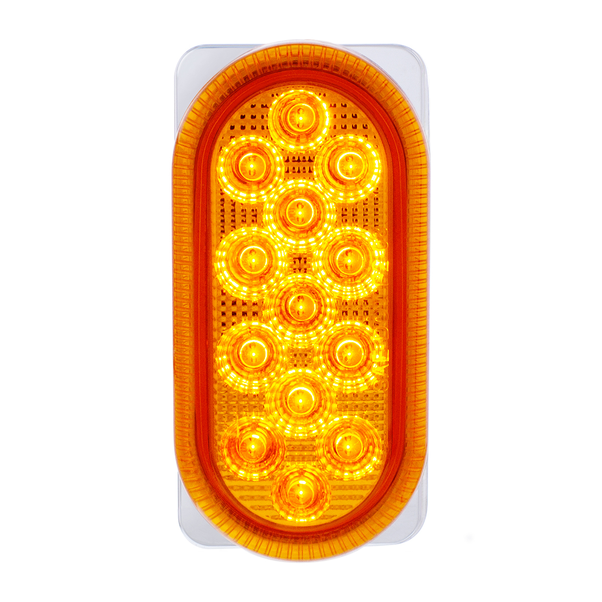 26 LED Dual Function Reflector Double Face Oval Light With SS Bracket - Amber & Red LED/Amber & Red Lens