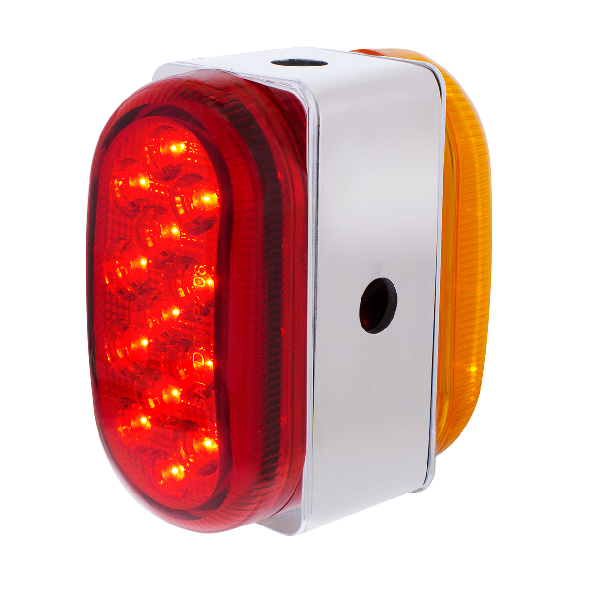 26 LED Dual Function Reflector Double Face Oval Light With SS Bracket - Amber & Red LED/Amber & Red Lens