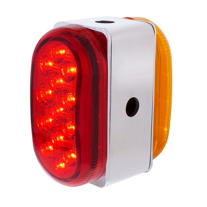 26 LED Dual Function Reflector Double Face Oval Light With SS Bracket - Amber & Red LED/Amber & Red Lens