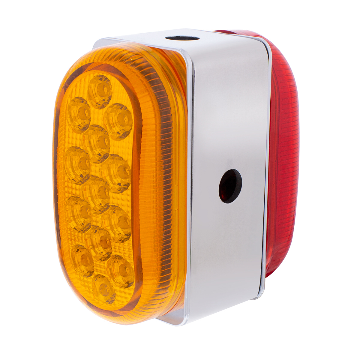 26 LED Dual Function Reflector Double Face Oval Light With SS Bracket - Amber & Red LED/Amber & Red Lens
