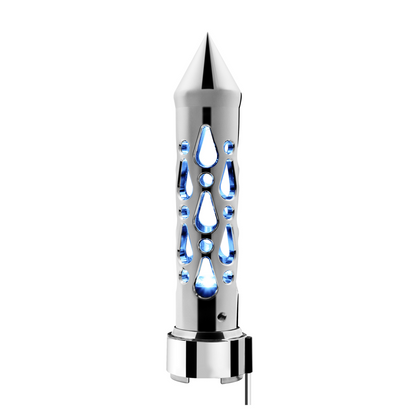 Brooklyn Spike Gearshift Knob With LED 9/10 Speed Adapter - Chrome/Blue LED