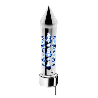Brooklyn Spike Gearshift Knob With LED 9/10 Speed Adapter - Chrome/Blue LED