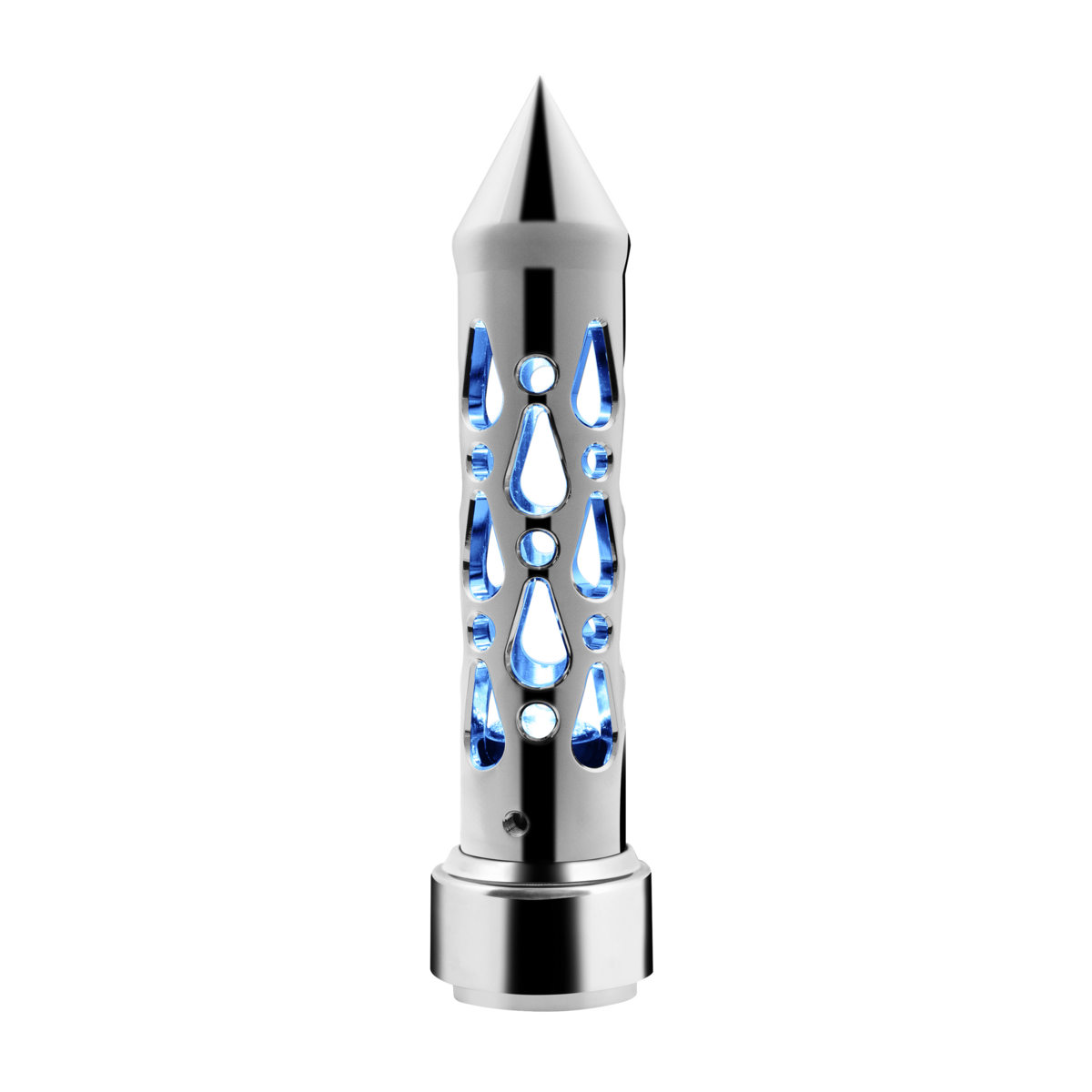 Brooklyn Spike Gearshift Knob With LED 9/10 Speed Adapter - Chrome/Blue LED