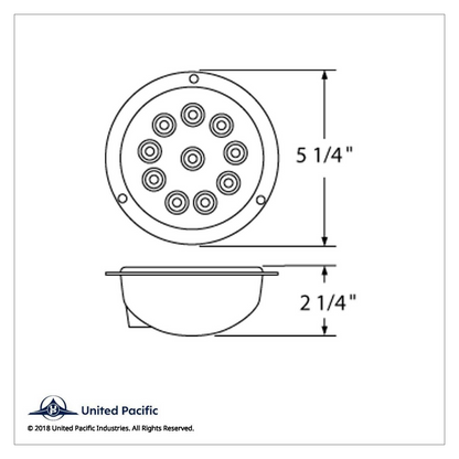 10 LED 4" Round Flange Mount Light (Stop, Turn & Tail) - Red LED/Clear Lens