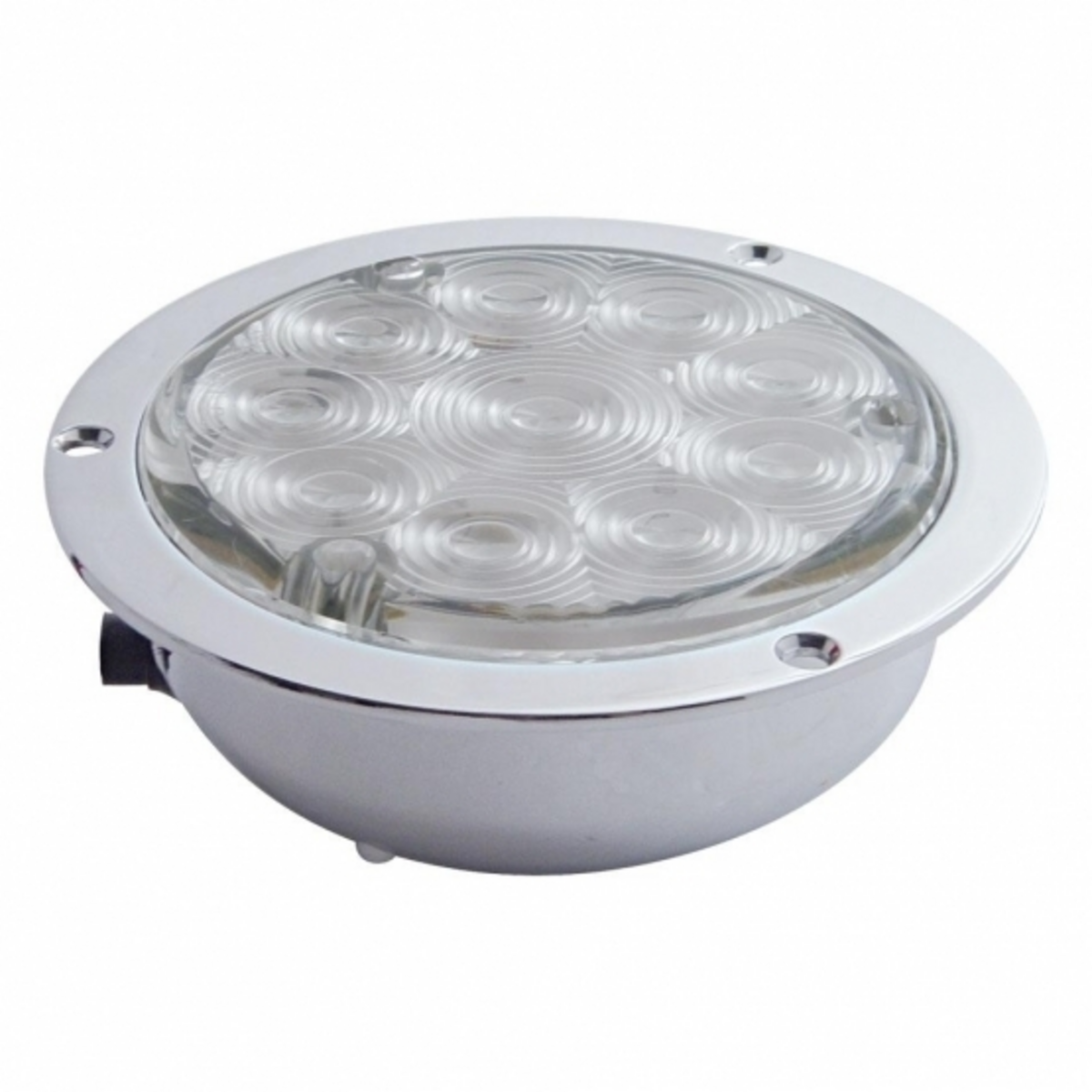 10 LED 4" Round Flange Mount Light (Stop, Turn & Tail) - Red LED/Clear Lens
