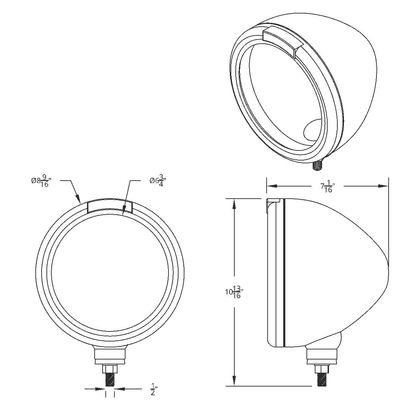 Chrome Classic Headlight Housing With Amber Signal Lens