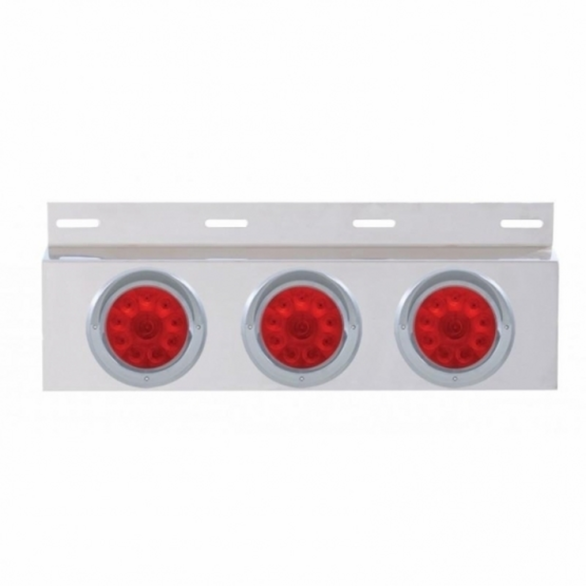 Stainless Top Mud Flap Plate With 3X 10 LED 4" Lights & Visors - Red LED/Red Lens (Each)
