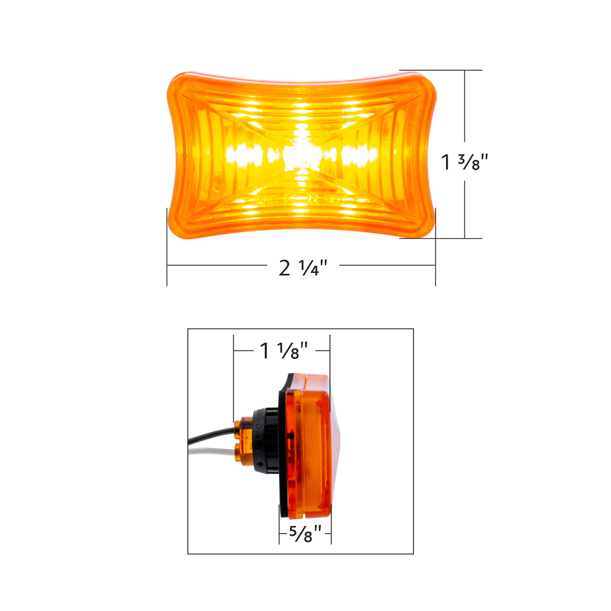 3 LED Rectangular Clearance/Marker Light-Amber LED/Amber Lens