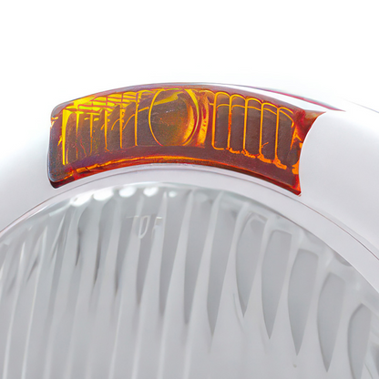 Chrome Classic Headlight H4 Bulb & Turn Signal - Amber Lens
