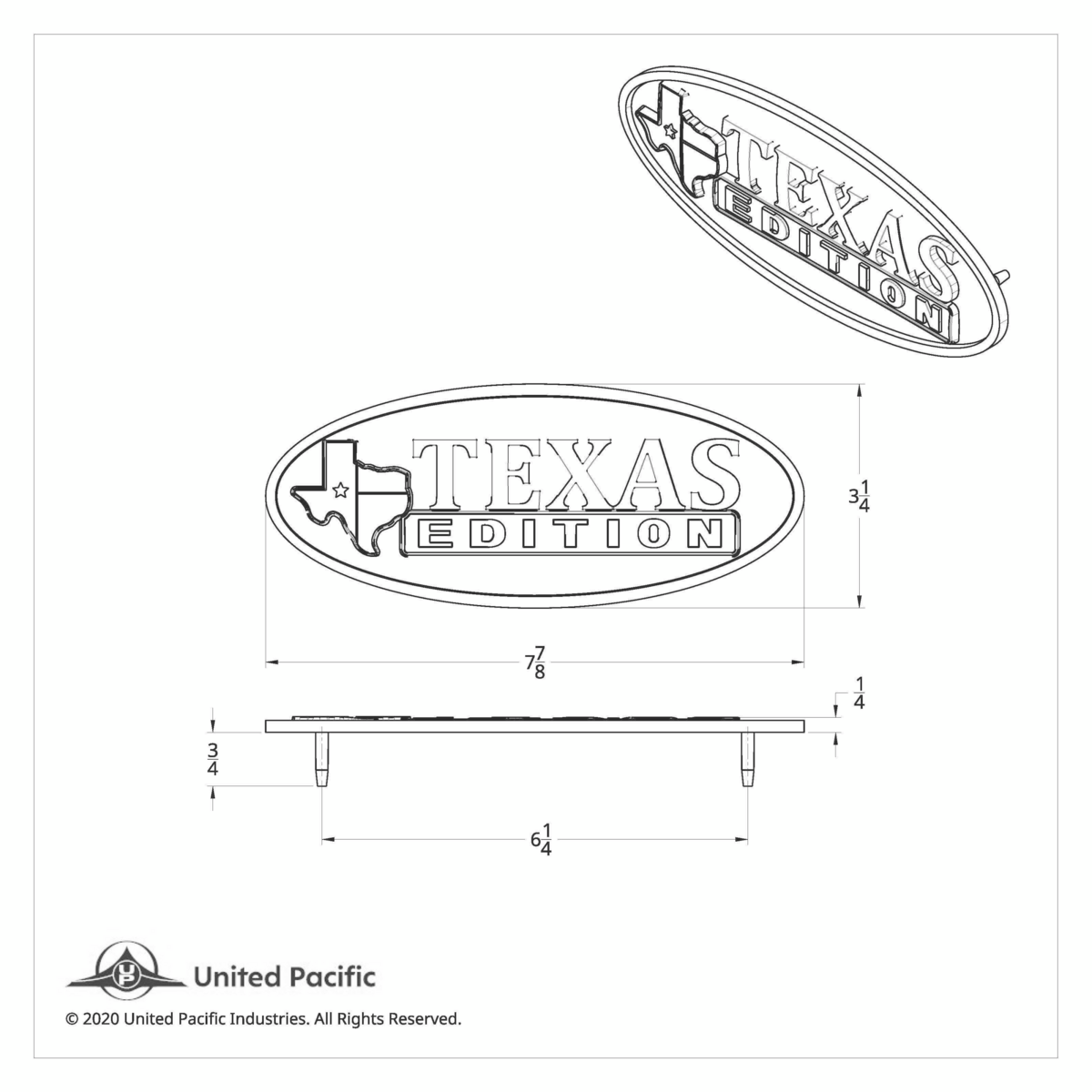 Chrome Die Cast Oval Emblem - "Texas Edition"