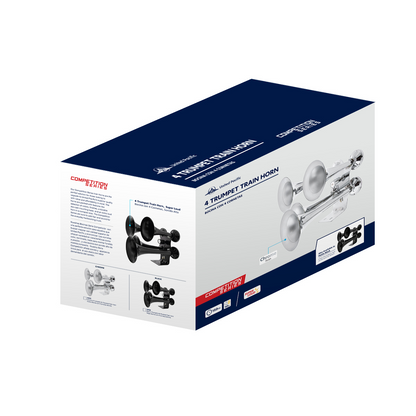 Black 4 Trumpets Air Powered Train Horn - Competition Series