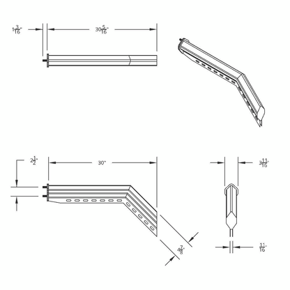 30" Chrome 45-Degree Angled Heavy Duty Mud Flap Hangers - 2.5" Bolt Pattern (Pair)