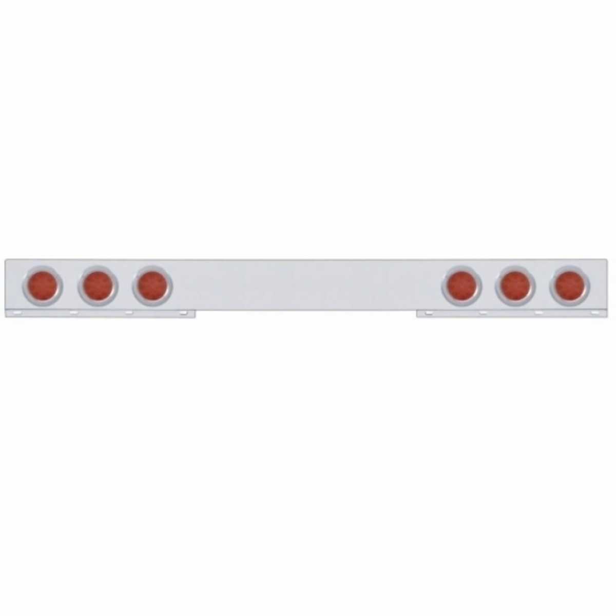Stainless 1 Piece Rear Light Bar With Six 12 LED 4" Reflector Lights & Bezels - Red LED/Red Lens