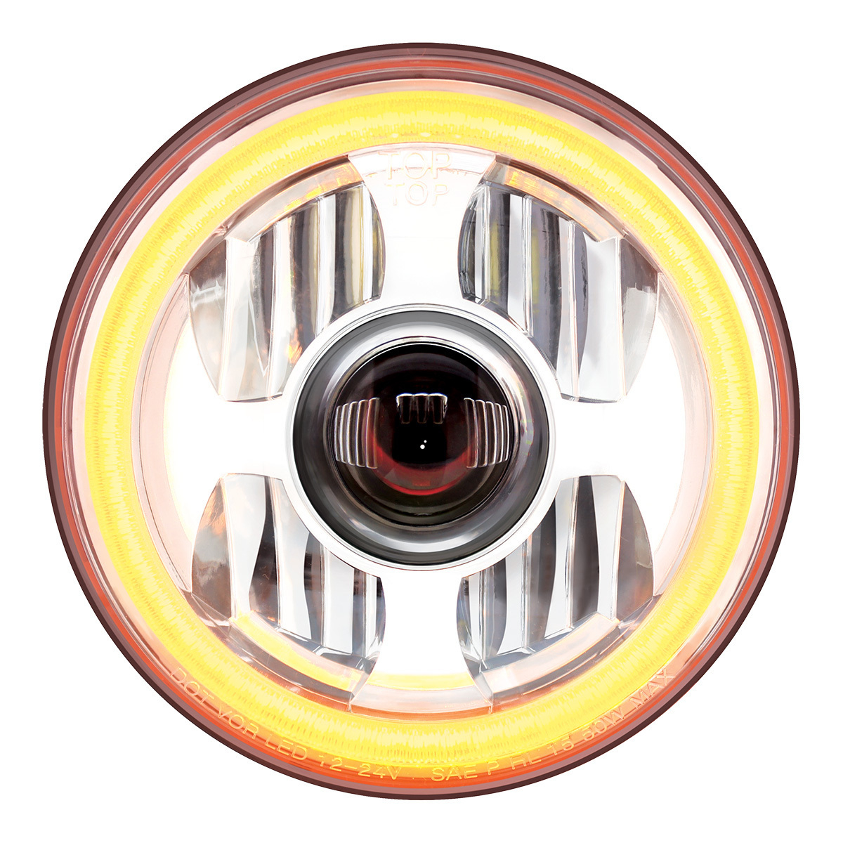 ULTRALIT - High Power LED 7" Projection Headlight With Dual Color LED Position Halo Ring