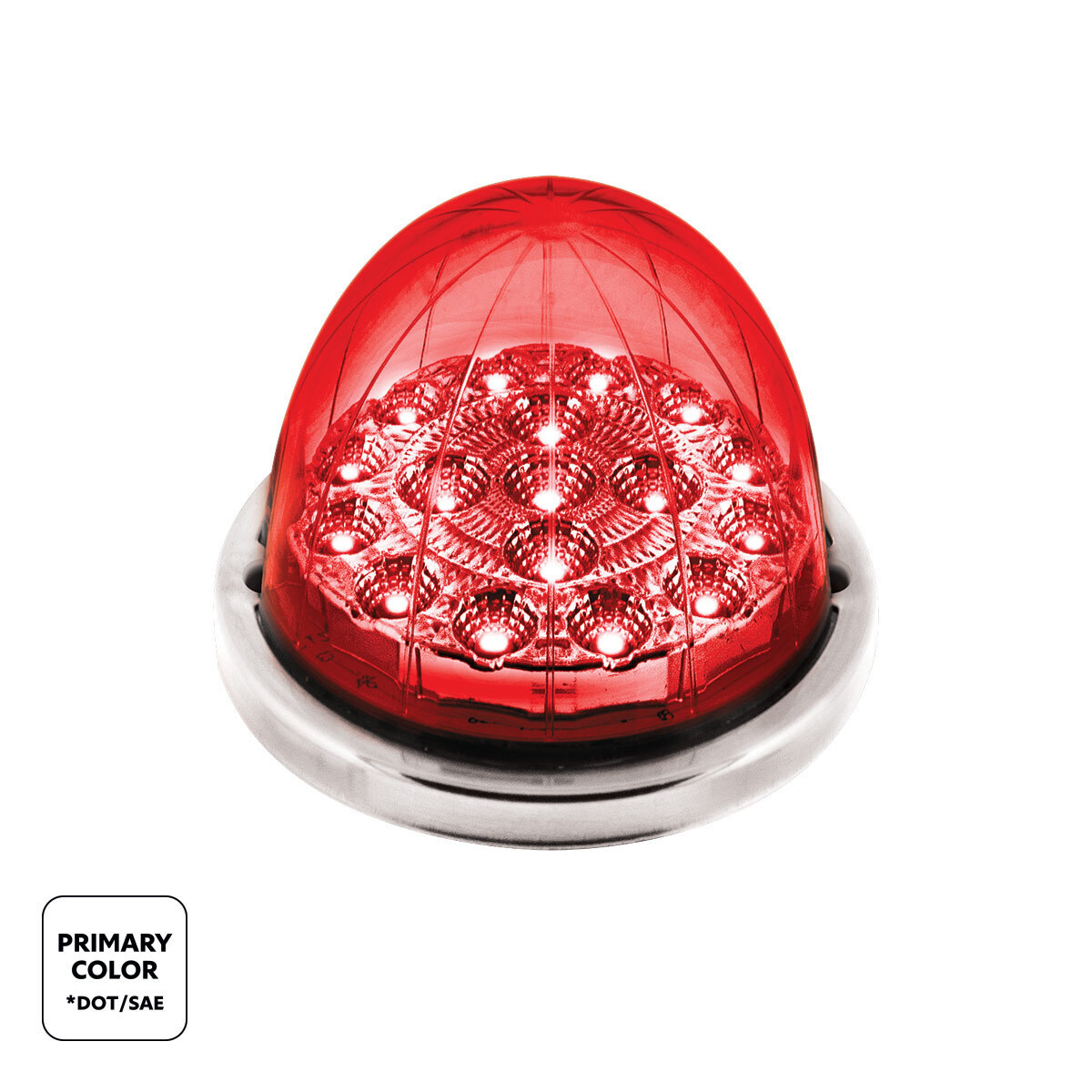 17 LED Watermelon Dual Function Double Fury Light Flush Mount Kit With Low Profile SS Bezel-Red & Blue LED