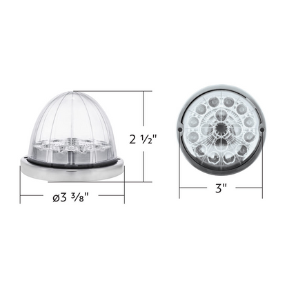 17 LED Watermelon Dual Function Double Fury Light Flush Mount Kit With Low Profile SS Bezel-Red & Blue LED