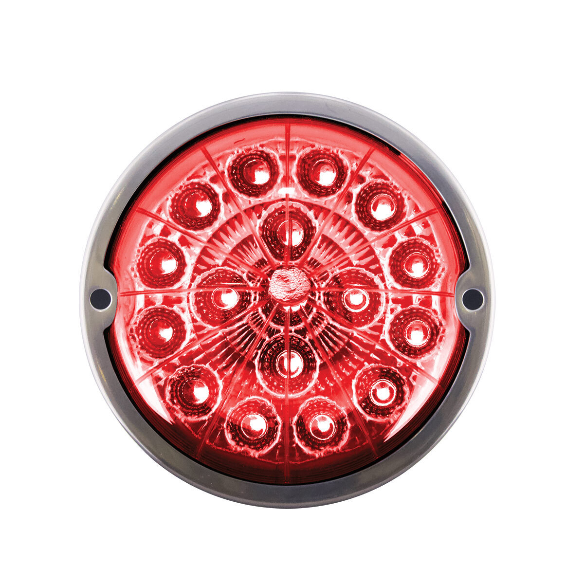 17 LED Watermelon Dual Function Double Fury Light Flush Mount Kit With Low Profile SS Bezel-Red & Blue LED