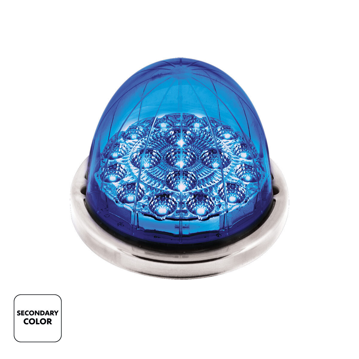 17 LED Watermelon Dual Function Double Fury Light Flush Mount Kit With Low Profile SS Bezel-Red & Blue LED