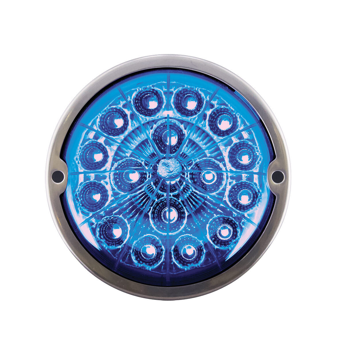 17 LED Watermelon Dual Function Double Fury Light Flush Mount Kit With Low Profile SS Bezel-Red & Blue LED