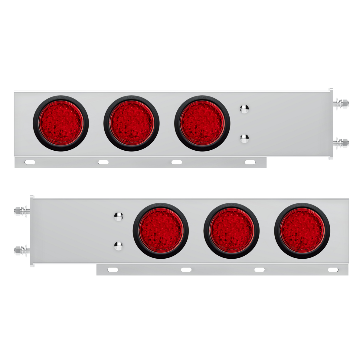 3-3/4" Bolt Pattern Deluxe SS Spring Loaded Bar W/6X 36 LED 4" Light -Red LED & Lens (Pair)
