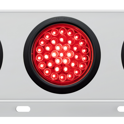 3-3/4" Bolt Pattern Deluxe SS Spring Loaded Bar W/6X 36 LED 4" Light -Red LED & Lens (Pair)