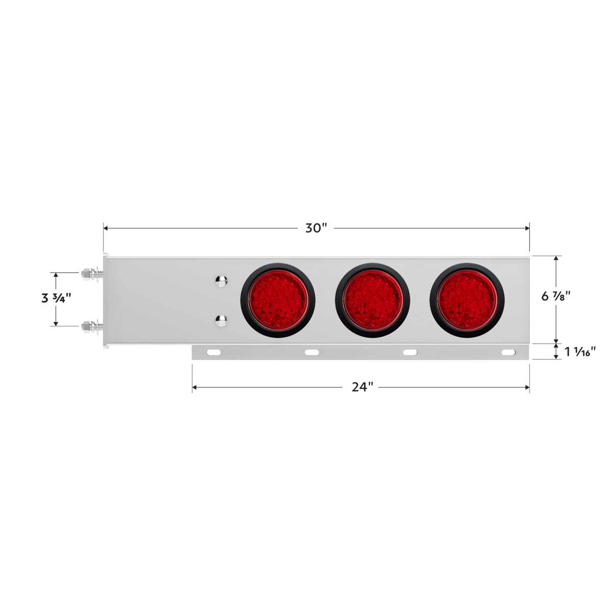 3-3/4" Bolt Pattern Deluxe SS Spring Loaded Bar W/6X 36 LED 4" Light -Red LED & Lens (Pair)