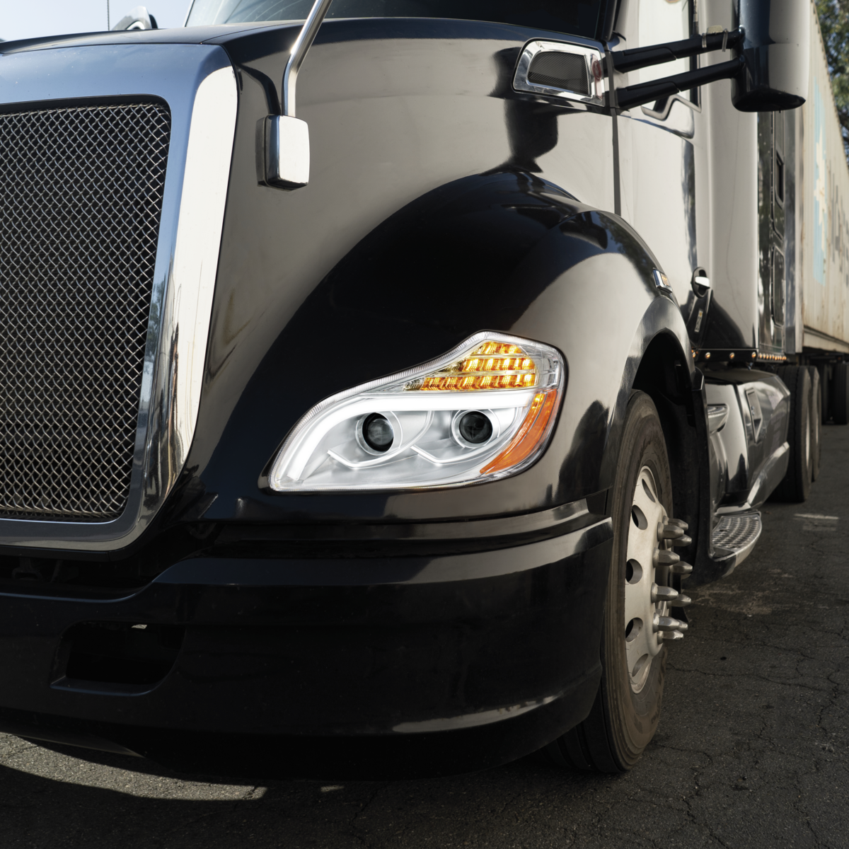 Chrome 8 LED Projection Headlight For 2013-2021 Kenworth T680-Driver