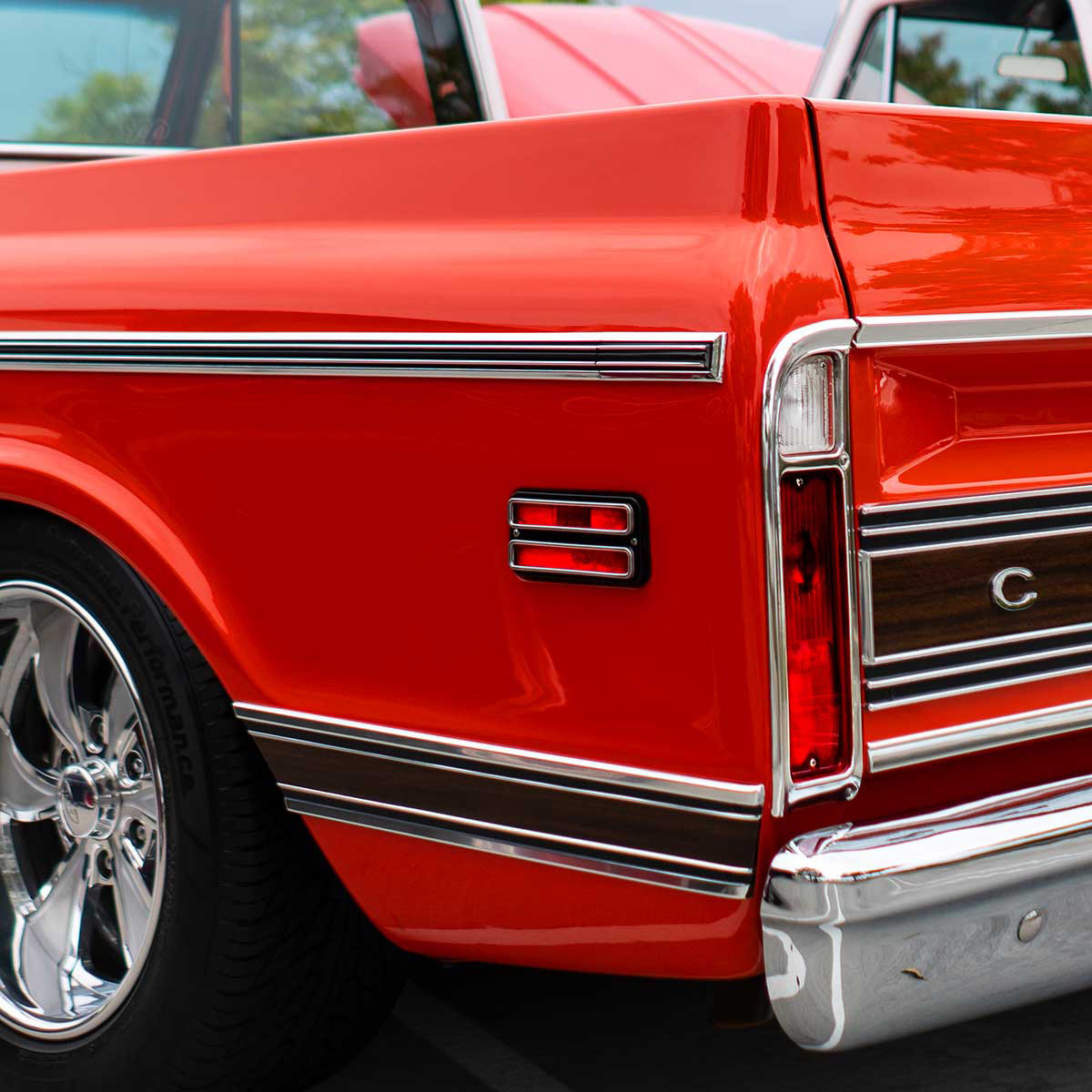 Deluxe Side Marker Light With Stainless Steel Trim For 1968-1972 Chevrolet & GMC Truck-Red Lens