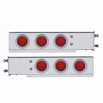 2.5" Bolt Pattern SS Spring Loaded Bar With 6X 36 LED 4" Lights & Visors -Red LED & Lens (Pair)