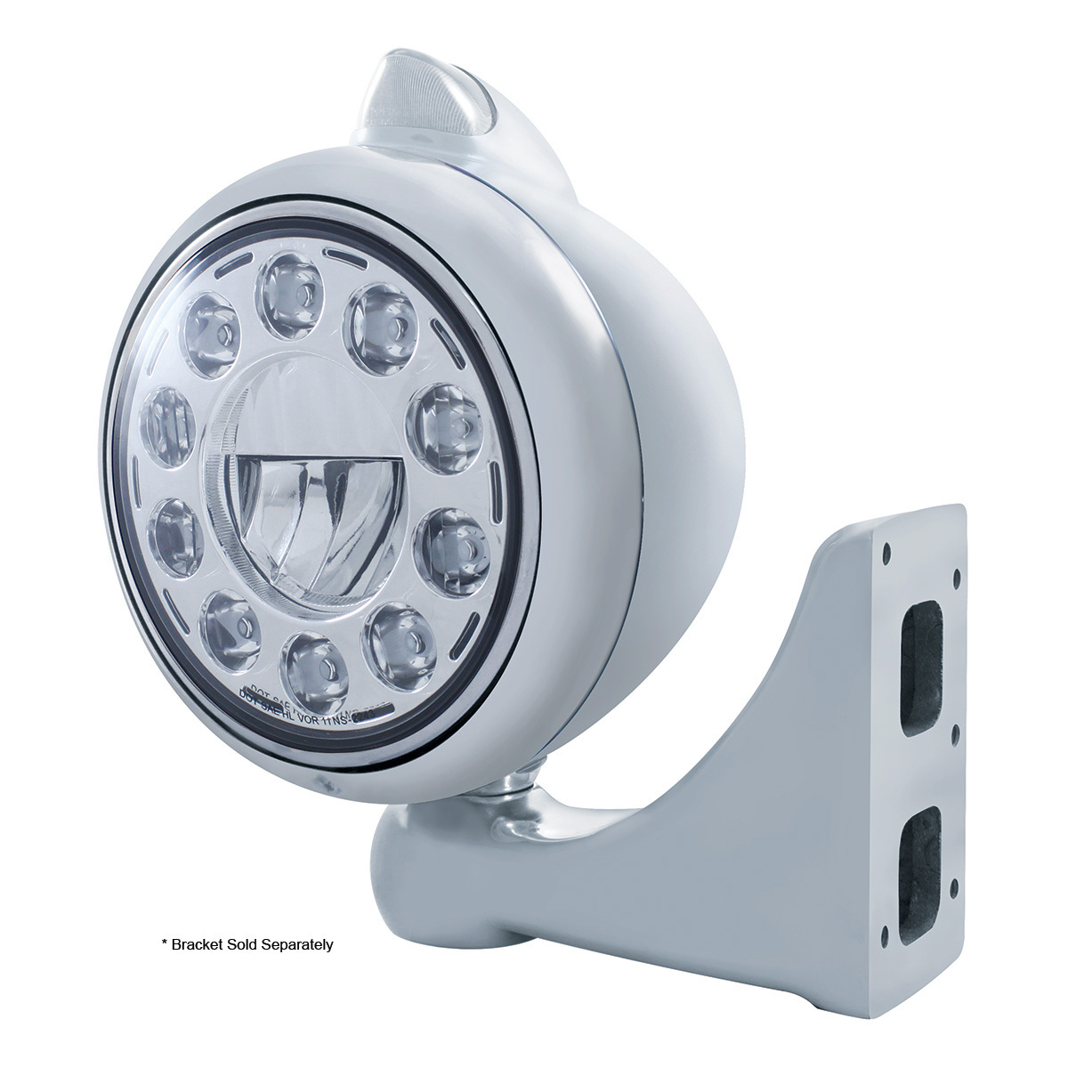 Chrome Guide 682-C Headlight 11 LED Bulb & Original Style LED Signal - Clear Lens