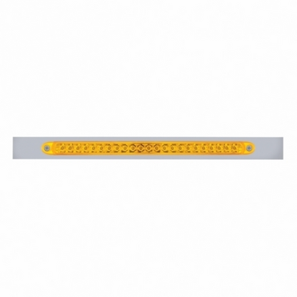 Chrome Top Mud Flap Plate With 23 LED 17" Reflector Light Bar - Amber LED/Amber Lens (Each)